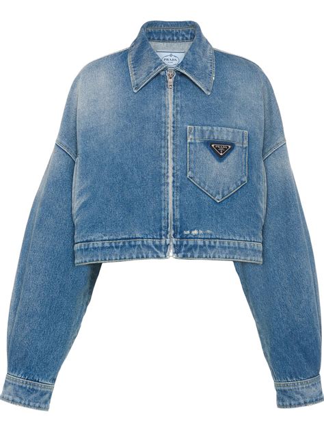 prada cropped denim jacket|denim zipper jacket.